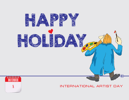 Calendar events of December - Congratulations for International Artist Dayのイラスト素材