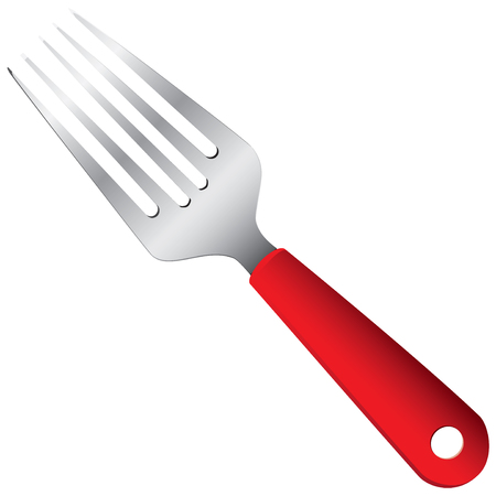 Large steel fork with red silicone handleのイラスト素材