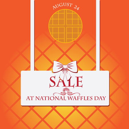 Sale at National waffles day. Poster for companies celebrating a holiday and selling wafflesのイラスト素材