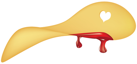 Potato chips with ketchup drops and a heart.のイラスト素材