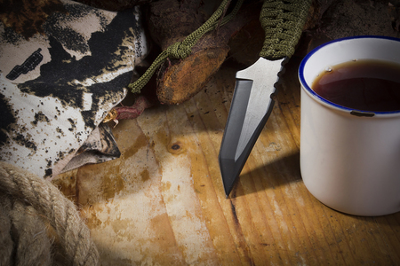 Accessories for camping and relaxing by the fireの写真素材