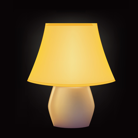 Included table lamp with lampshade. Vector illustration.のイラスト素材