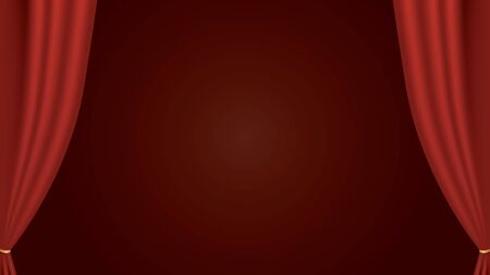 Theatrical curtain of red color on the stageのイラスト素材