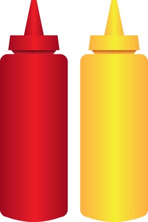 Classic plastic containers for ketchup and mustardのイラスト素材