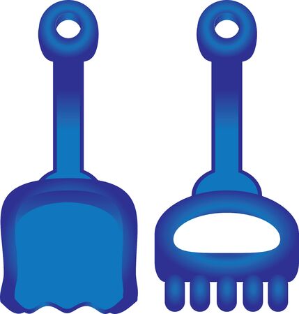 Plastic rake and spatula for children. Outdoor games.のイラスト素材