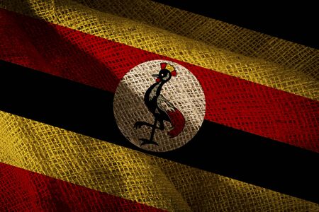 The state flag of coarse fabric Ugandaの写真素材