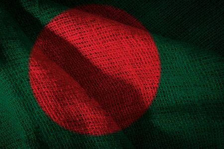 The state flag of coarse fabric Bangladeshの写真素材