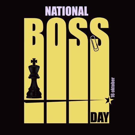 National Boss Day is celebrated in October. Poster with chess king as chiefのイラスト素材