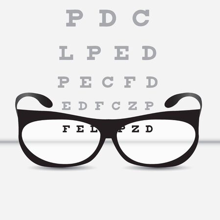 Vision control table with classic glasses. Vector illustration.のイラスト素材