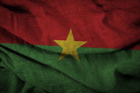 The state flag of Burkina Faso coarse fabricの写真素材