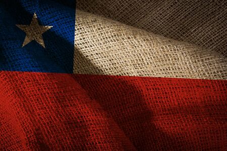 The state flag of coarse fabric Chileの写真素材