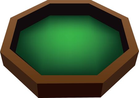 An octagonal wooden tray for playing dice with a green finish.のイラスト素材