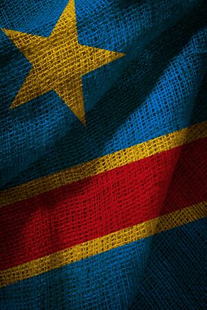 The state flag of Democratic Republic of the Congo coarse fabricの写真素材