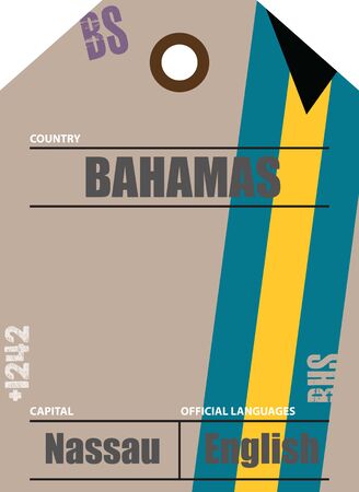Country label Bahamas with official domain name and code informationのイラスト素材