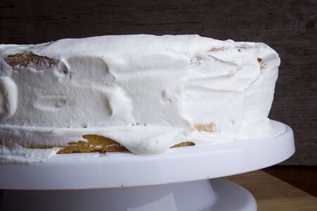 The cooking process homemade cake with whipped cream