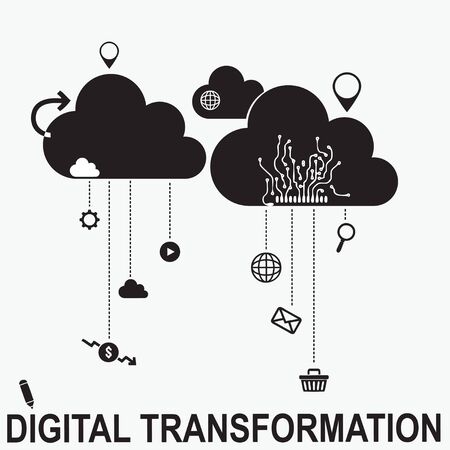 Digital transformation symbol with business elements for poster. Vector illustration.のイラスト素材