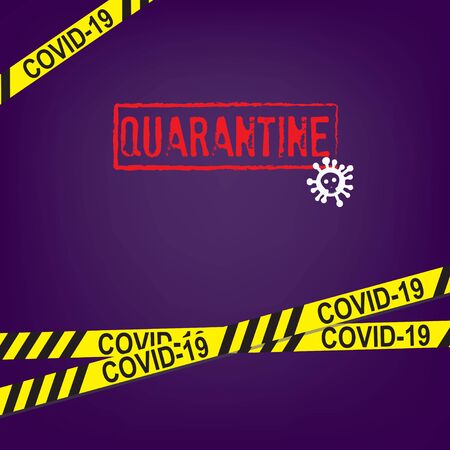 Poster with yellow tape restricted quarantine for coronavirusのイラスト素材