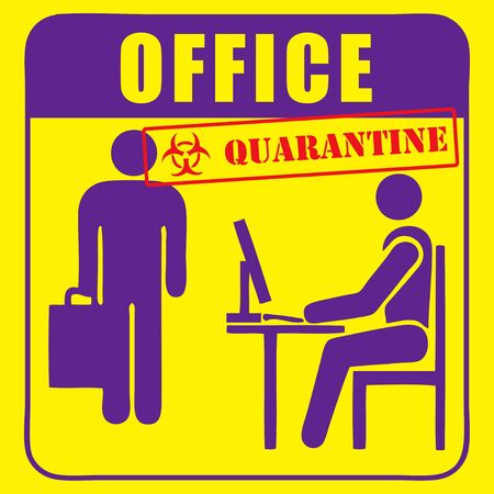 Offices are quarantined, a ban on being in the workplace.のイラスト素材