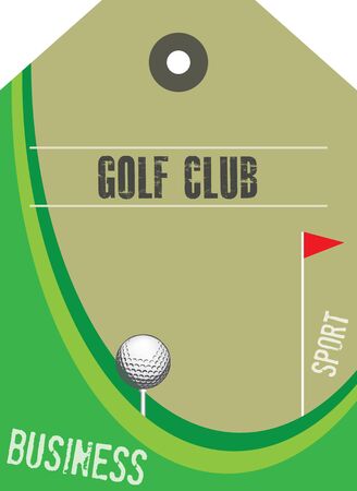 Golf club label with accessories and a stylized field.のイラスト素材