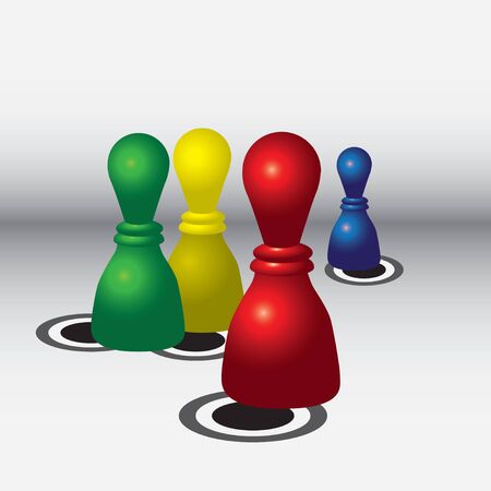 Multi-colored playing chips on the playing fieldのイラスト素材