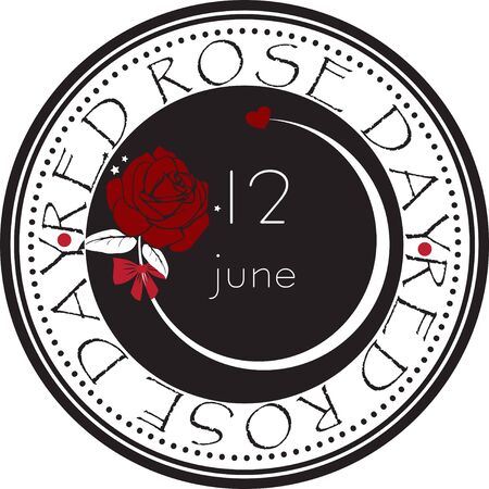 Round stamp print for Red Rose Day - labelのイラスト素材