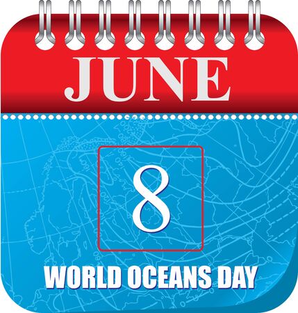 Calendar with perforation for changing dates - june World Oceans Dayのイラスト素材