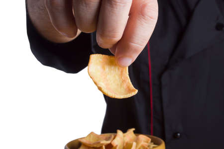 Snack in the hand of a male chef
