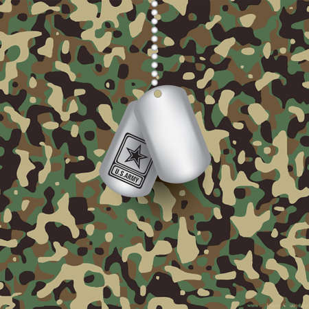 Army camouflage fabric and military tag with the us army symbolのイラスト素材