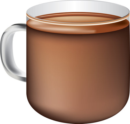 Glass cup of hot cocoa for breakfastのイラスト素材