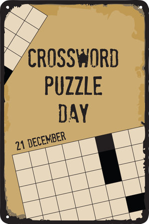 Old vintage sign to the date - Crossword Puzzle Day. Vector illustration for the holiday and event in december.のイラスト素材