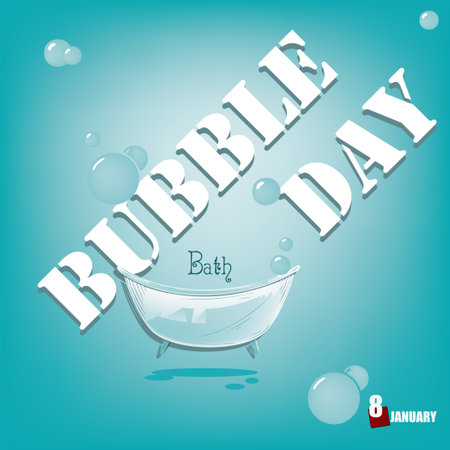 January holiday event - Bubble Bath Day. Vector illustration.のイラスト素材