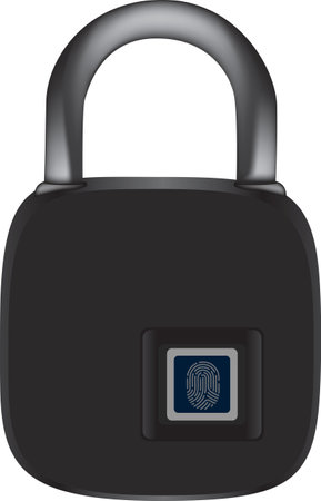 Smart fingerprint padlock with an attachment bar. Vector illustrationのイラスト素材