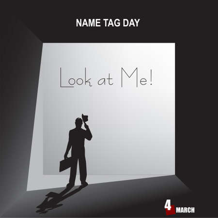 Look at me poster for the date celebrated in March each year Name Tag Dayのイラスト素材