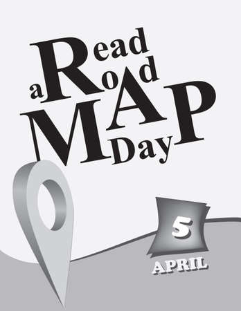 Poster Read A Road Map Day.Vector illustration for a holiday date in Aprilのイラスト素材