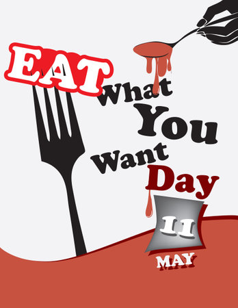 Poster Eat What You Want Day.Vector illustration for a holiday date in mayのイラスト素材