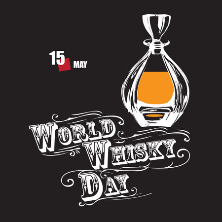 The calendar event is celebrated in may - World Whisky Dayのイラスト素材