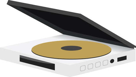 Modern portable digital recording device. Classic CD media with display.のイラスト素材