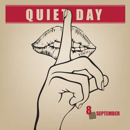 The finger is attached to the lips an invitation to silence on the Day of Silence on September 8.のイラスト素材