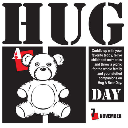 The calendar event is celebrated in November - Hug A Bear Dayのイラスト素材