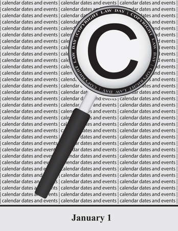 Creative illustration for calendar dates and events in January - Copyright Law Dayのイラスト素材