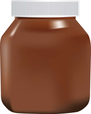 Closed jar of classic Nutella. Vector illustration.のイラスト素材