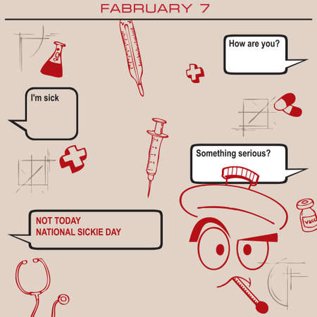 Modern form of correspondence for the February event - National Sickie Dayのイラスト素材