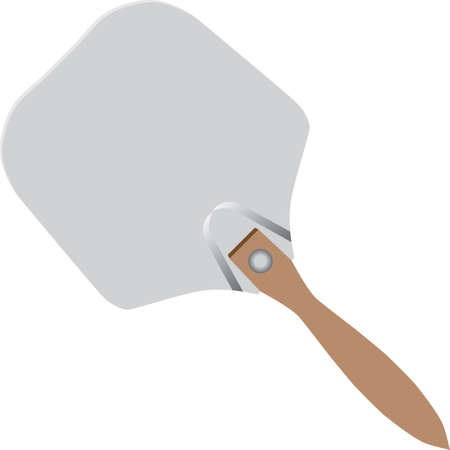 Pizza shovel with a short wooden handle. Vector illustration.のイラスト素材