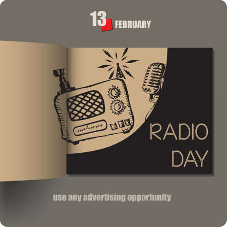 Album spread with a date in February - Radio Dayのイラスト素材