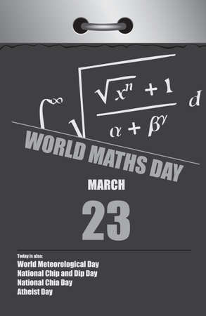 Old style multi-page tear-off calendar for March - World Maths Dayのイラスト素材