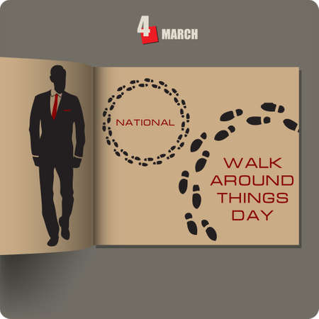 Album spread with a date in March - Walk Around Things Dayのイラスト素材