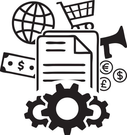 Symbols of marketing operations and business strategiesのイラスト素材