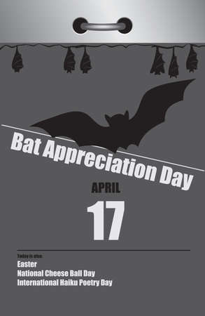 Old style multi-page tear-off calendar for April - International Bat Appreciation Dayのイラスト素材