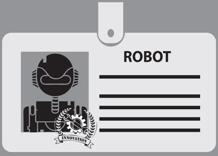 Identification card for a robot on a clip. Vector illustration.のイラスト素材
