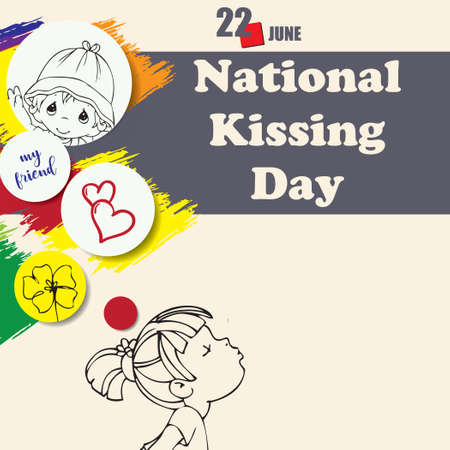 The calendar event is celebrated in june - National Kissing Dayのイラスト素材
